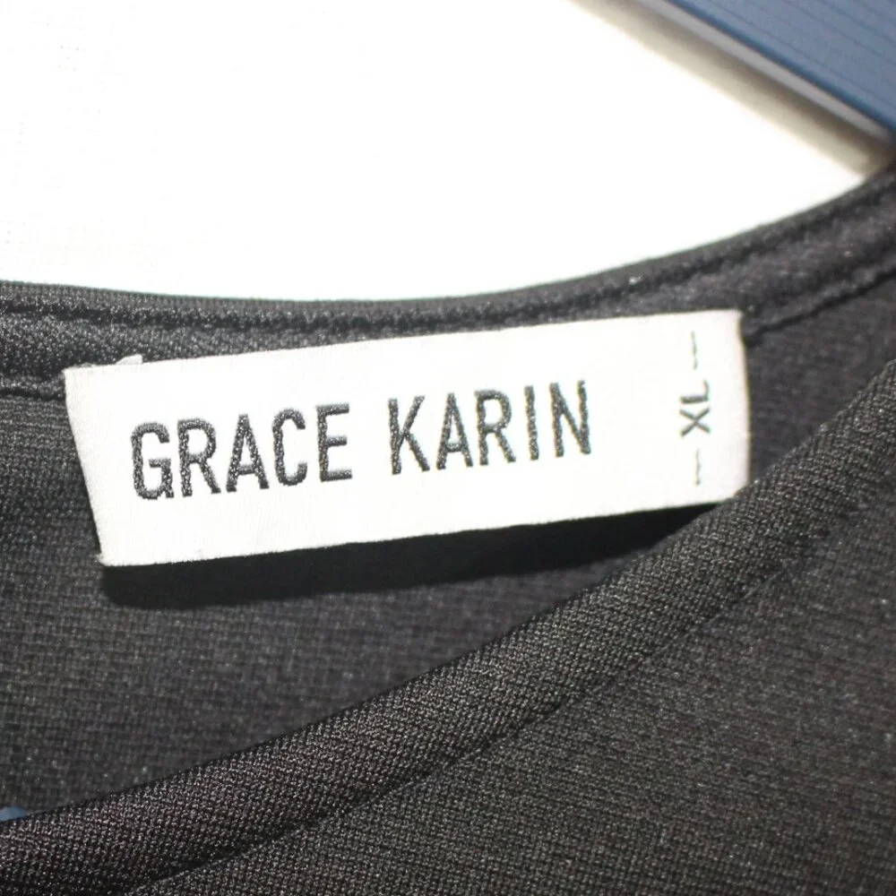 Grace Karin, size XL, basic black dress with flowy sleeve - Picture 2 of 3